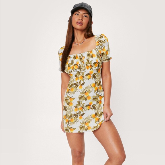 Retro Orange Print Mini Tea Dress BNWOT - Picture 2 of 5